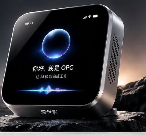 深世影 OPC 桌面智能终端概念图：一体化机身与触控屏幕