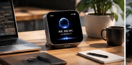 桌面办公场景概念图：终端放置在办公桌上